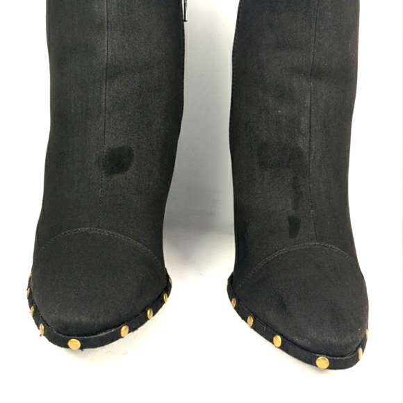 JustFab Maryanne Black Faux-suede, Studded Pointy Toe Heeled Bootie. WMS 8.5M - Picture 7 of 12